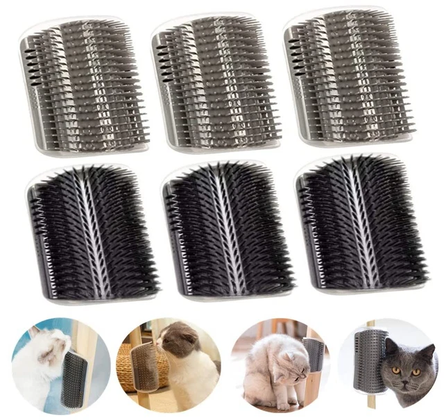 6 Pack Cat Self Groomer with Catnip Pouch Wall Corner Groomers Cat Face