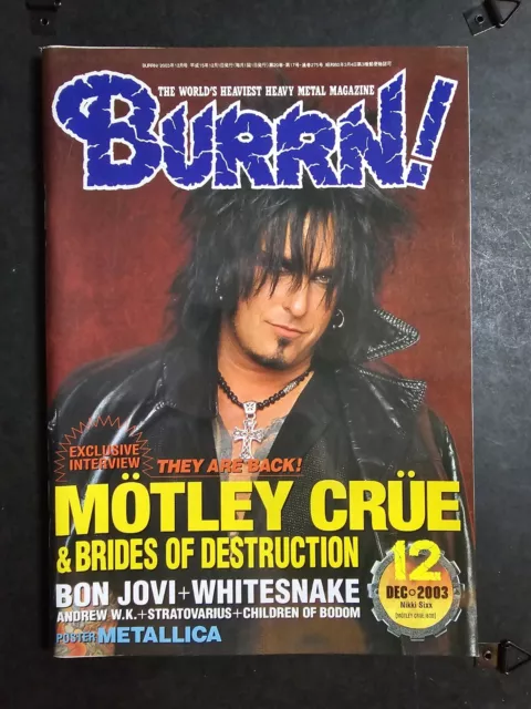 BURRN! MAGAZINE, DEC 2003, Nikki Sixx, Motley Crue, Poster Of METALLICA, IN...