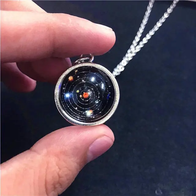 Unique And Delicate – Double-Sided Universe Solar System Glass Ball Pendant