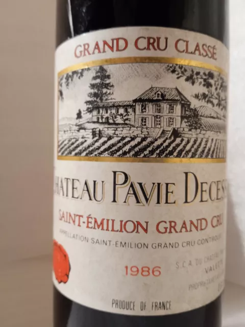 Vin Rouge Château Pavie Decesse Grand Cru St Émilion 1986