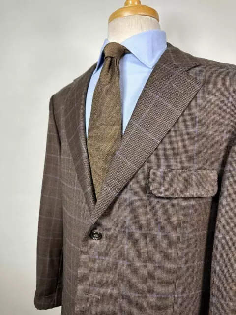 Ermenegildo ZEGNA switzerland BARNEYS NY  BROWN PLAID wool CASHMERE JACKET 48 58