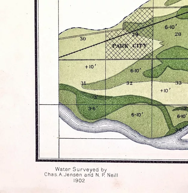 1902 MONTANA Map Yellowstone River Billings Park City Northern Pacific Railroad