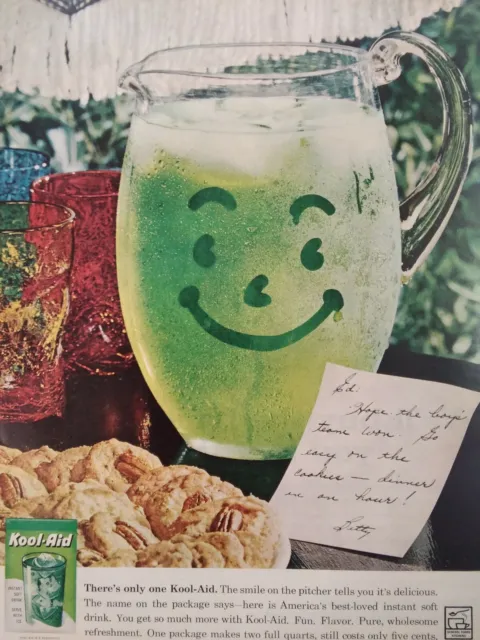 Kool Aid Print Ad Original Rare Vtg 1960s Green Lime Cookies