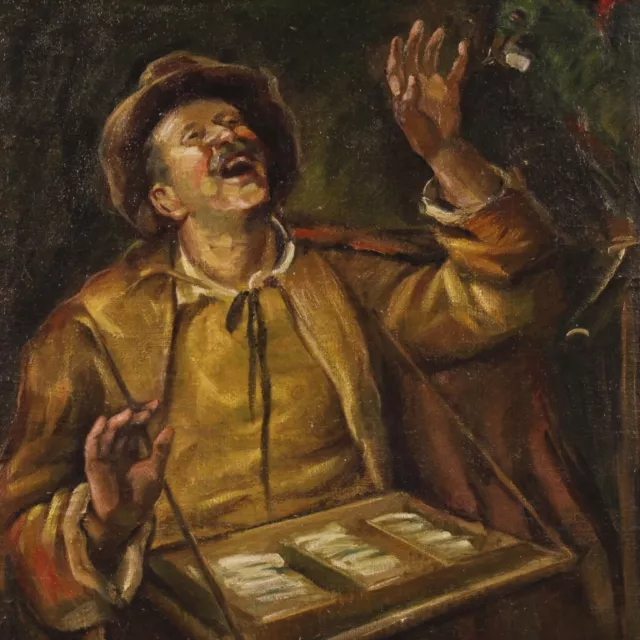 Pintura oleo sobre lienzo caracter estilo antiguo impresionista cuadro siglo XX