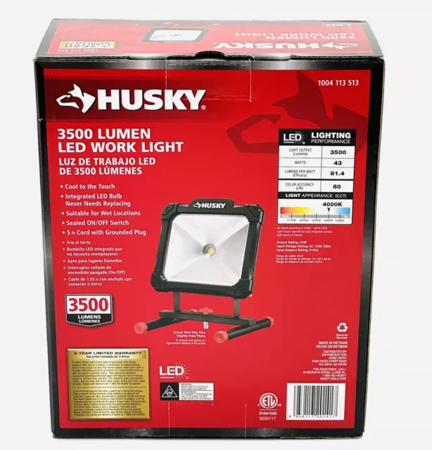 Husky 3500 Linens Portable LED Work Light NEW Still In Original Packaging 3