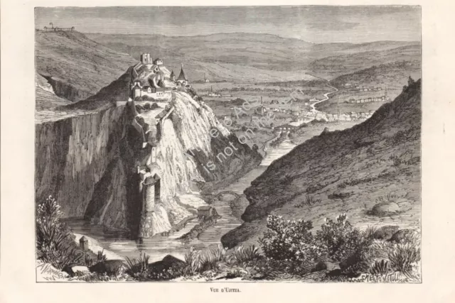 SERBIE SERBIA SRBIJA Vue de View of Užice Ужице Ujitza Gravure Engraving 1876