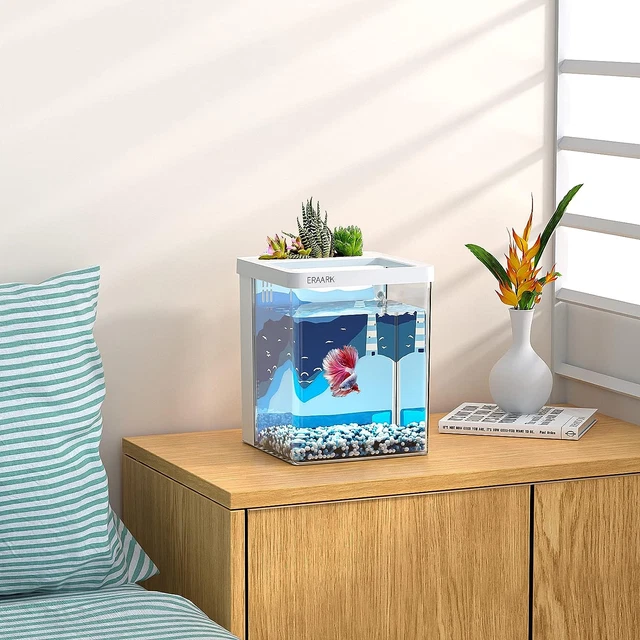 Smart Aquarium Kit 1.5 Gallon Betta Fish Tank Self Cleaning, Supports Bluetooth, 3