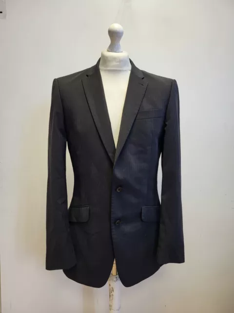 Kk416 Mens Next Black Striped 2 Piece Suit Jacket & Trousers Uk S W30 L34 C38