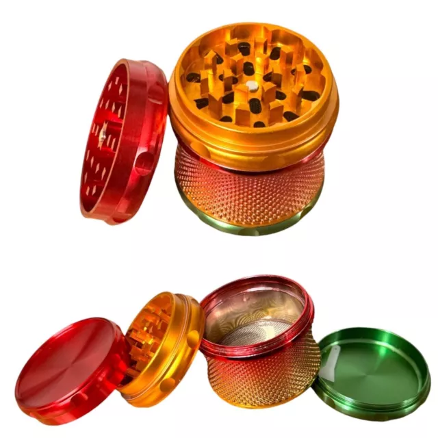 63mm Premium Rainbow Yellow-Red Steel Herb Grinder Metal Magnetic Hand Crusher