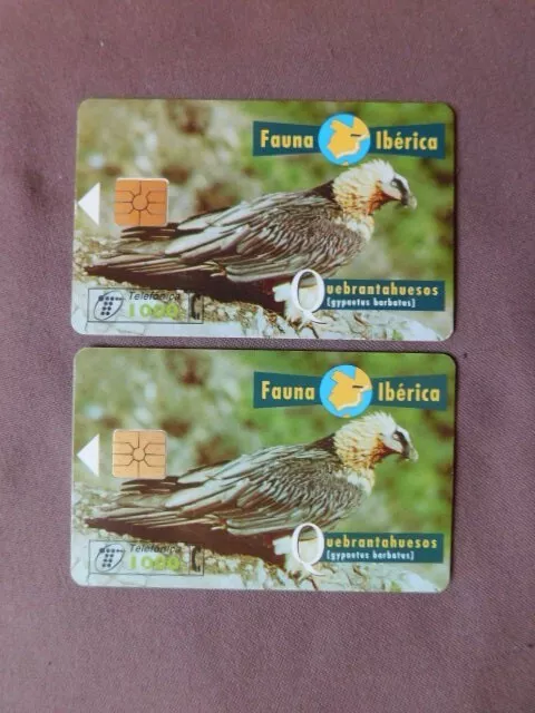 2 Chip Kaarten gebruikt Spanje - Fauna Iberica / BIRD different Chip