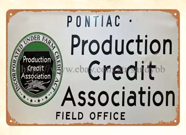 production credit association field office agriculture farmings metal tin sign