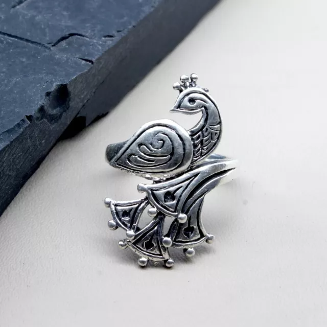 Peacock Style Oxidized 925 Sterling Silver Women Ring