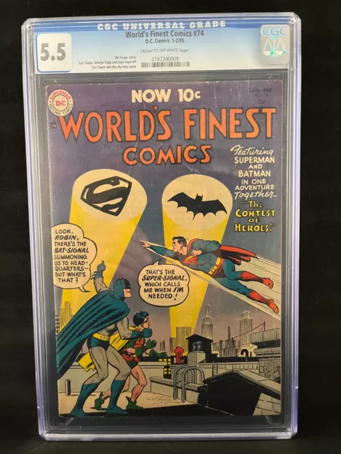 Worlds Finest Comics #74 (CGC 5.5) Batman, Superman 1955