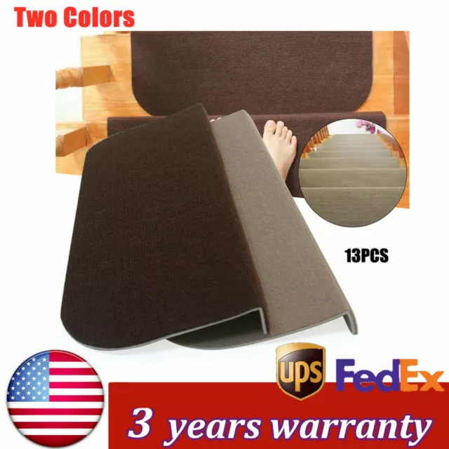 13x Adhesive Carpet Stair Treads Mat Non Slip Skid/Step Staircase Protection Pad