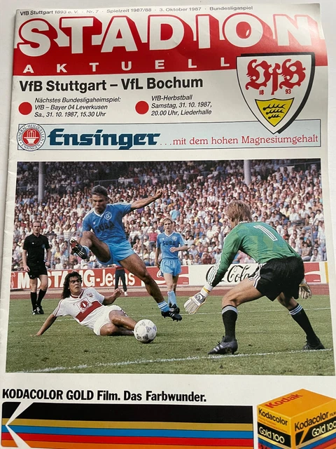 FUSSBALLPROGRAMM, BUNDESLIGA, 1987/88, VfB Stuttgart VfL Bochum EUR 2