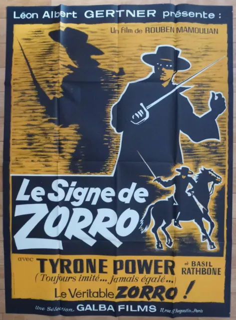 LE SIGNE DE ZORRO Power Mamoulian 1940 Affiche Originale Ressortie 70's 120x160