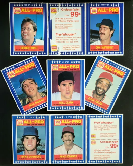 1986 & 1987 Burger King All-Pro Baseball Cards & Panels - 10+ Items Ship FREE!