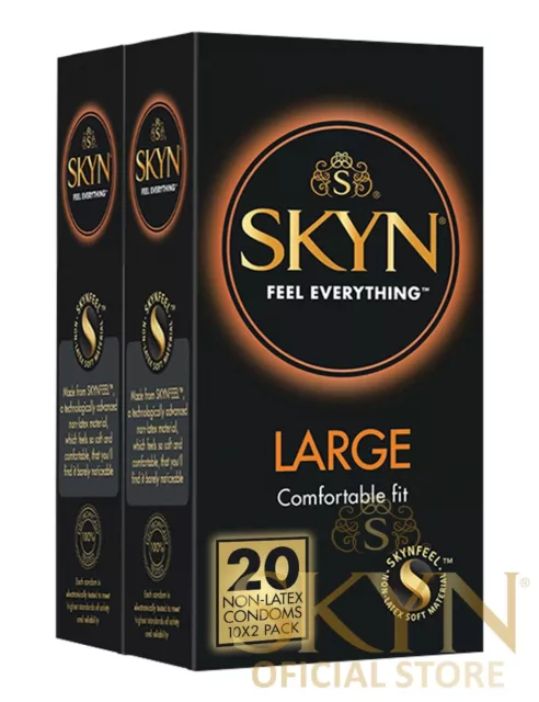 SKYN Large Préservatifs XL Sans Latex Lot de 20, 2 x 10 Paquet Plus Large