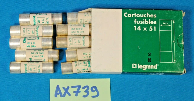 lot boite de 10 x cartouche fusible 14 x 51 LEGRAND 4A AM 14004 ( AX739 )