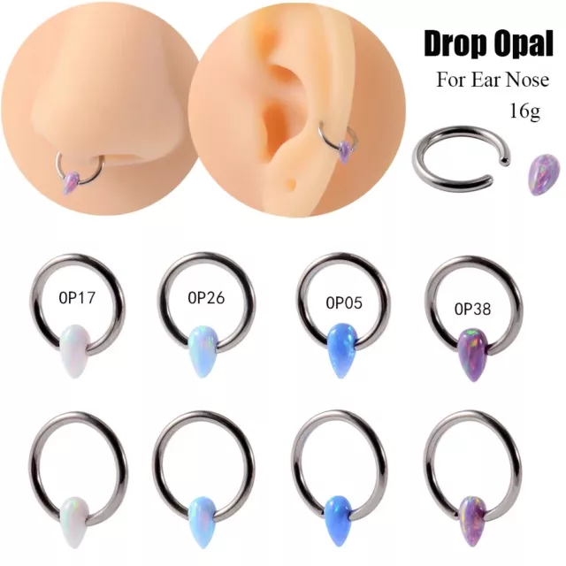1PC Opal Daith Nose Hoop Nostril Bendable Captive Bead septum clicker Nose ring