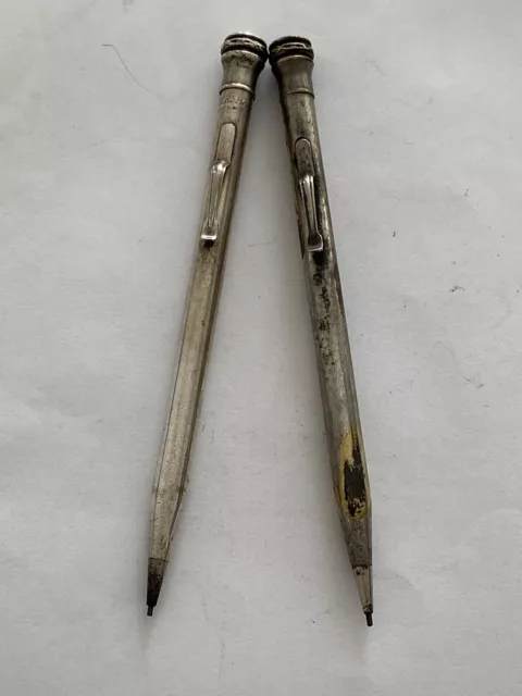 Two Vintage Mechanicsl Pencils “EVERSHARP” Silver Plated both come with a led 2