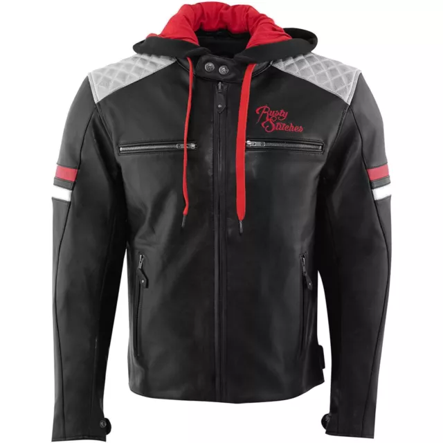 Rusty Stitches Herren Motorrad Jacke Gr. 3XL Jari Hooded V2 Retro Leder Hoodie