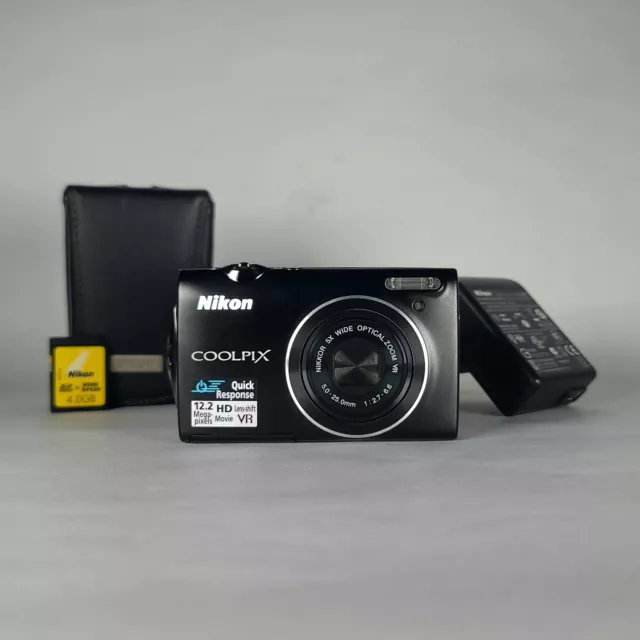 Nikon Coolpix S5100 12,1MP Digital Camera Black + Case + Sd Card - Very Good !!