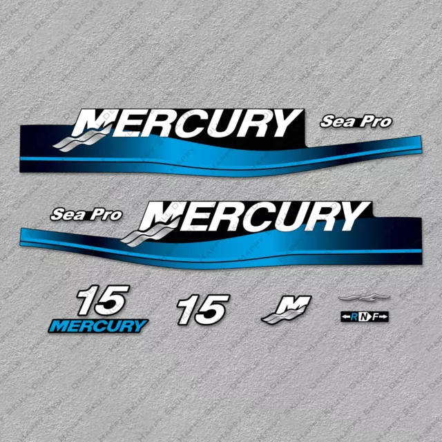 Mercury 15 hp Two Stroke Sea Pro 1999-2006 outboard engine decals sticker set