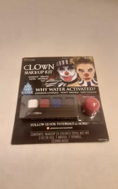 Sealed Halloween Clown Makeup Kit Face Paint FX Water Activated Black White Blue