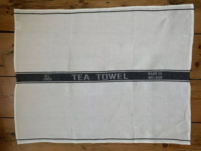 Thomas Ferguson Pure Fine Woven Irish Linen Tea Towel - Black Stripe, Ireland. 2