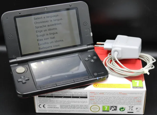 Nintendo 3DS XL Konsole - Farbe Rot+Schwarz - OVP - Ladekabel - Tasche
