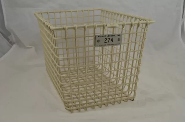 Vintage Medart Lockers Inc Metal Basket St Louis Gym School 274 White Cream