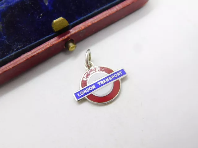 Ciondolo Ciondolo Argento Sterling Smalto London Transport Vintage 1962 Londra 2