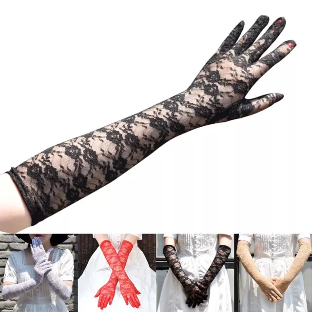 Classy Long Lace Gloves Thin for Wedding Party Prom Driving 43cm Lolita Cosplay