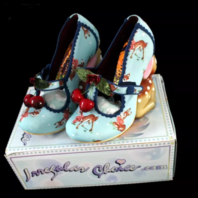 Irregular Choice Cherry Deer Blue Christmas Statement Heels Shoes EU 38