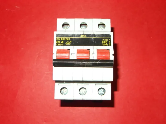 Haupt-Schalter AEG 63A Elfa ASR 363 Leitungsschalter Schalter 415V 3P 3polig rot