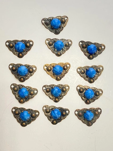 Vintage Art Deco Peking Glass Lapis Czech Panel Pieces Necklace Repair Lot