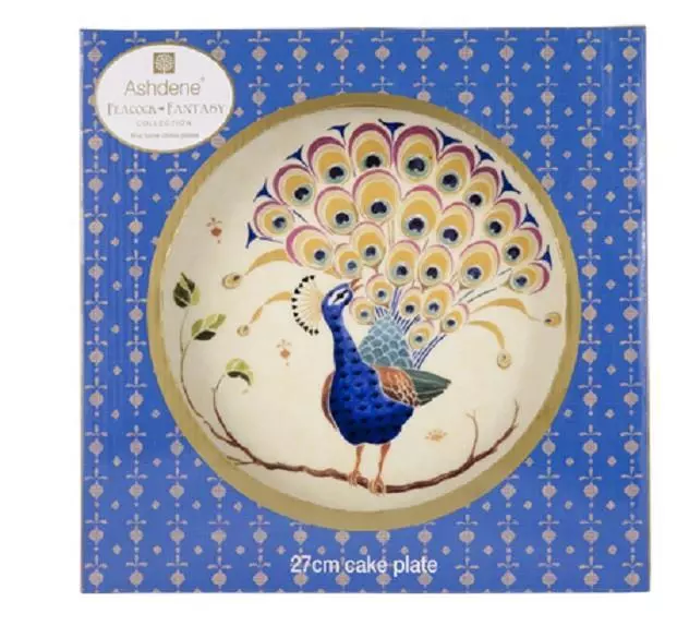 Ashdene Australia Peacock Fantasy Paisley Bone China Cake Plate Gift Boxed