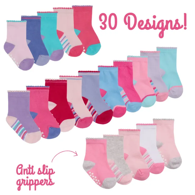 10 Pairs Newborn Baby Girls ABS Socks Ankle Socks with Non Anti Slip Grippers