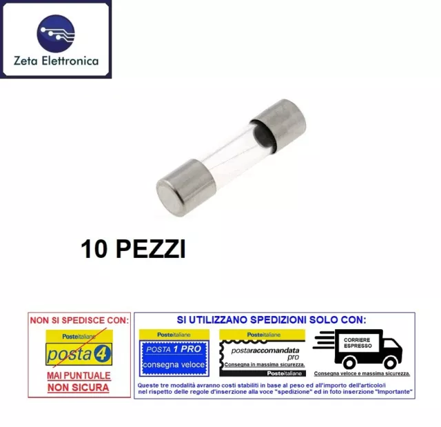 10PZ Fusible 0,4A 400mA Rapide 250V Fusibles A Tuyau 5X20mm en Verre Rapide