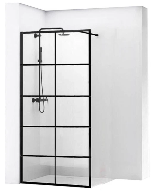 Paroi De Douche Bler-1 70-120Cm Paroi De Douche Black Noir Wall Walk-In Rea