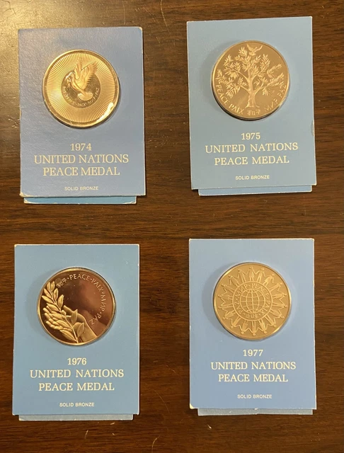 UNITED NATIONS UN Peace Medal 1976 Solid Bronze Proof $16.83