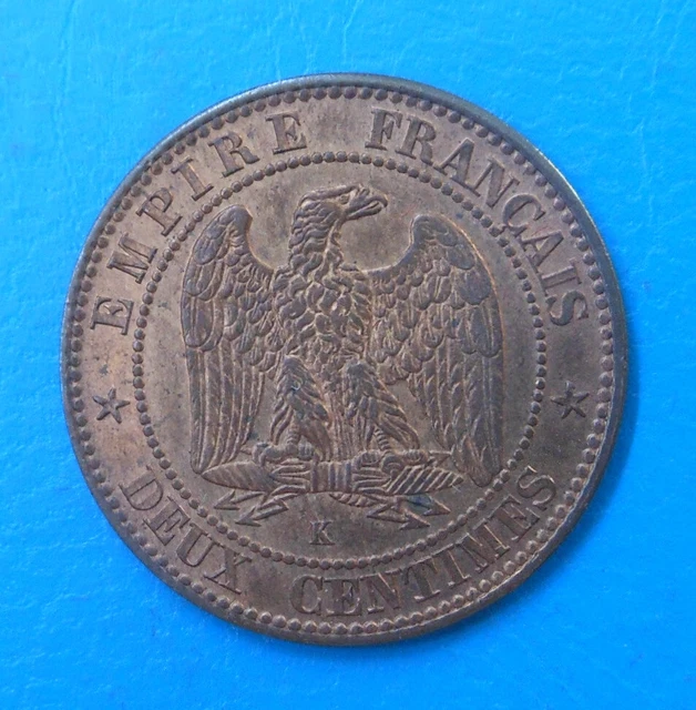 Napoléon III , 2 centimes tête laurée 1862 K Bordeaux