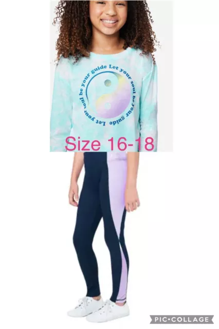 Justice Girl's Size 16-18 Collection X Leggings & Long Sleeve Graphic Tee NWT