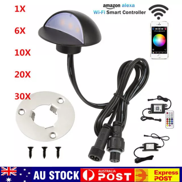 1-30X Smart Wifi 50mm 12V Black Half Moon LED Deck Stair Lights Step Fence Lamp