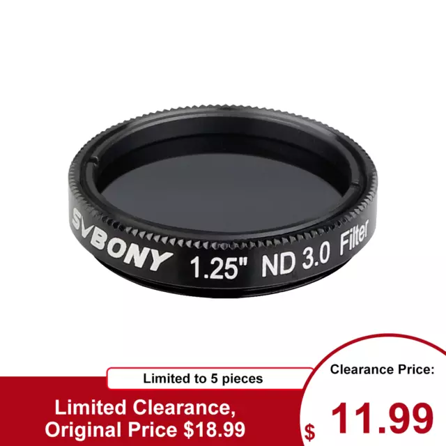 SVBONY SV139 1.25" ND1000 Neutral Density Filter 3OD Moon Filter Moon Viewing
