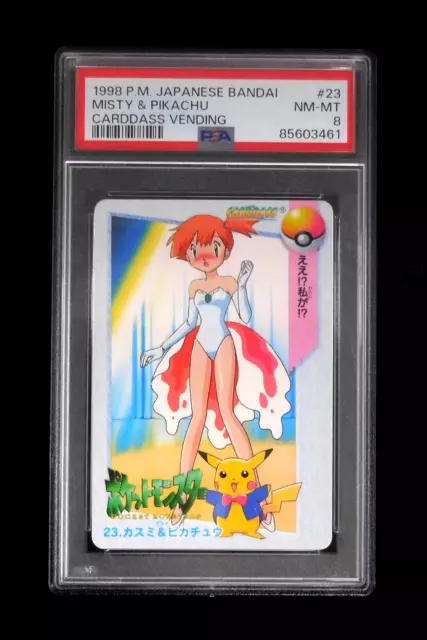 PSA 8 Pokemon Tarjeta Misty & Pikachu #23 de Japón Bandai Carddass Vending 1998