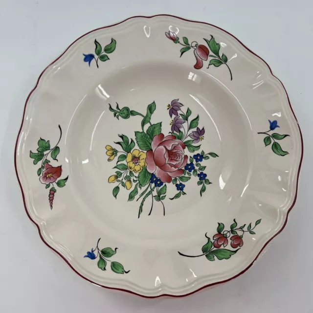 Luneville France Old Strasbourg 9.25" Bowl Design 86 Rose Buttercups Lot of 4 2