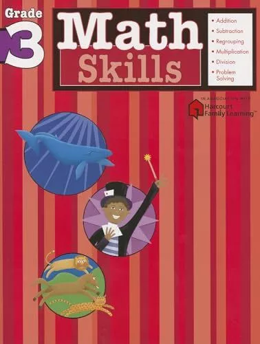 Math Skills: Grade 3 (Flash Kids Harcourt Family Learning)