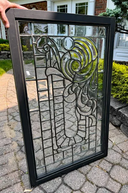 Antique American  BEVELED LEADED ( stained ) WINDOW c. 1890 -1900